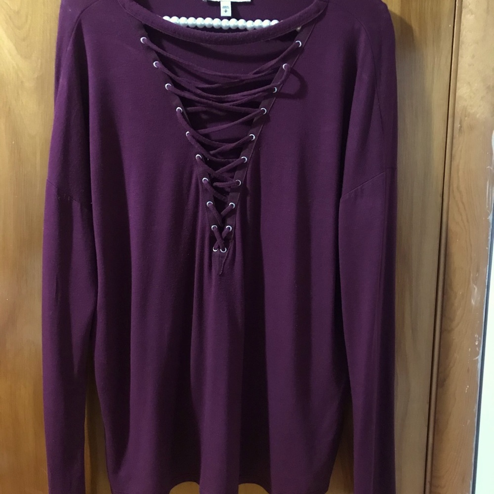 Express top, Size S, color burgundy.